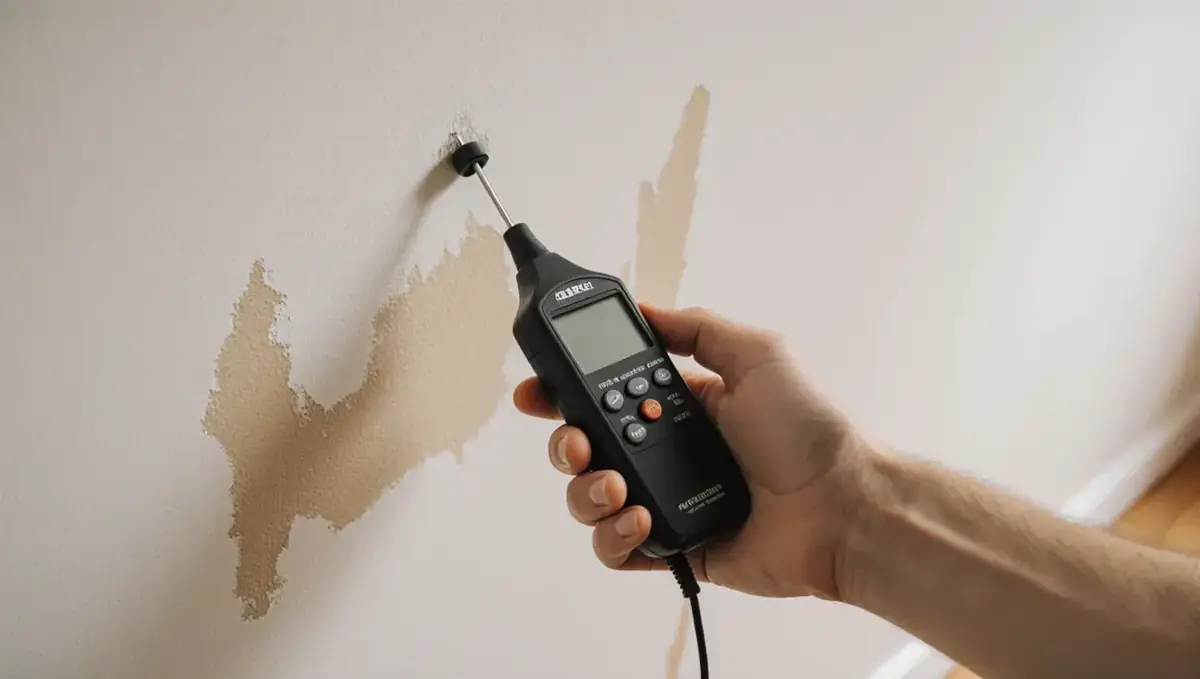Moisture meter checking a wall during flood damage restoration